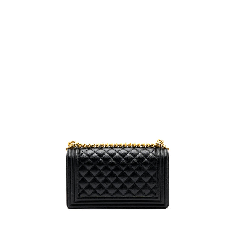 Chanel medium boy bag caviar black brushed GHW (microchip )