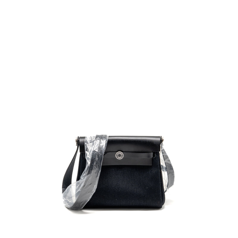 Hermes Mini Herbag canvas / hunter leather black SHW stamp K