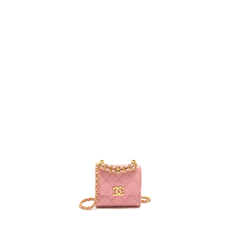 Chanel Mini Flap Bag With Chain Handle Caviar Pink GHW (microchip)