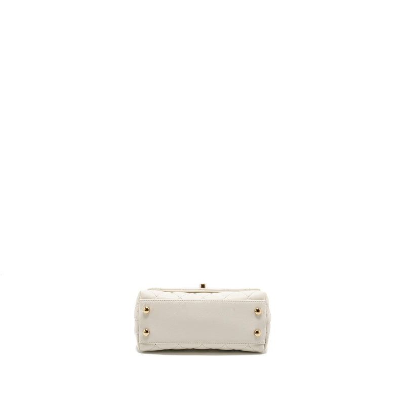 Chanel Mini Coco Handle Caviar White LGHW (Microchip)