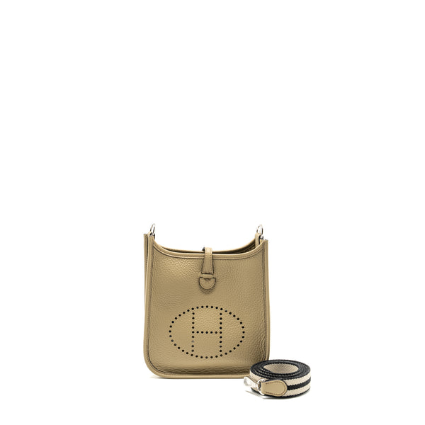 Hermes Mini Evelyne Clemence Beige Marfa with Multicolour Strap SHW Stamp B