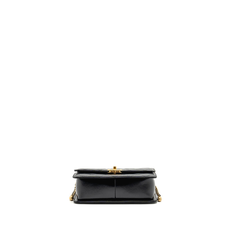 Chanel Gold Crush Flap Bag Calfskin Black GHW (Microchip)