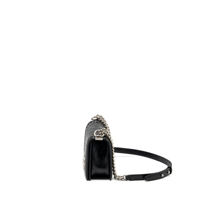 Chanel medium chevron boy bag limited edition calfskin black SHW