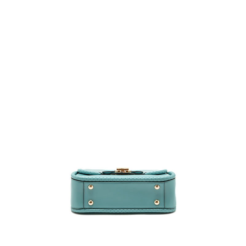 Salvatore Ferragamo Top Handle Flap Lock Bag Calfskin Turquoise LGHW