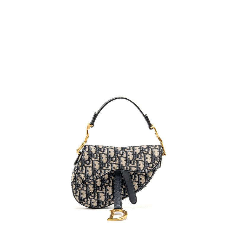 Dior Mini Saddle Bag Blue Oblique Jacquard Canvas GHW