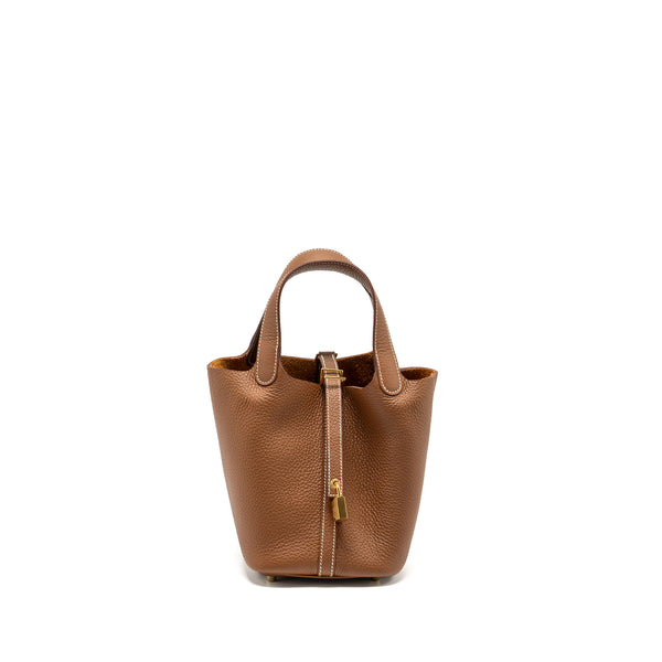 Hermes Picotin 18 Lock Bag Clemence Gold GHW stamp B
