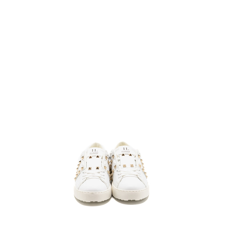 Valentino Size 38.5 Rockstud Untitled Sneakers Calfskin White