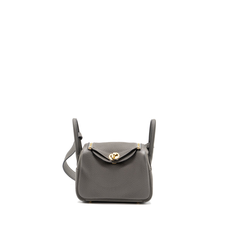 Hermes Mini Lindy Clemence Gris Meyer GHW Stamp U