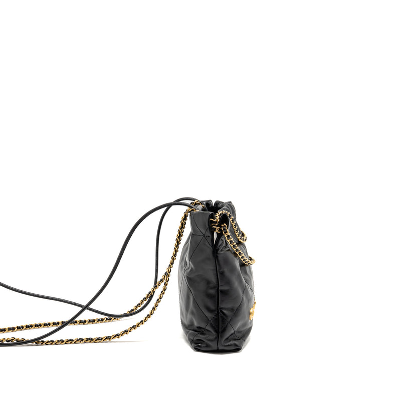 Chanel Mini 22 Bag Shiny Calfskin Black GHW (microchip)