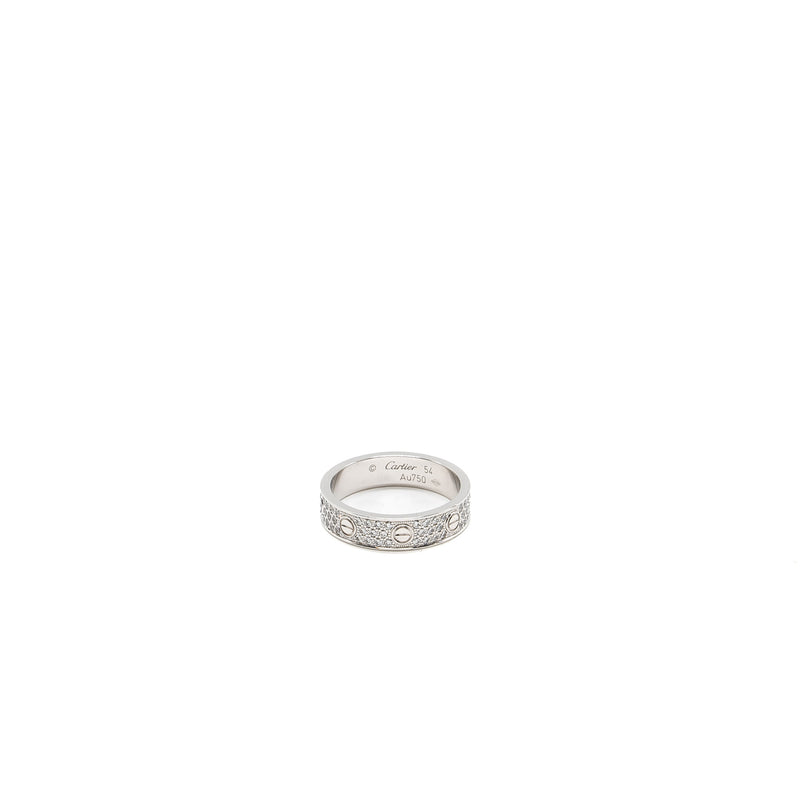 Cartier Size 54 Love Wedding Band White Gold, Diamond-Paved