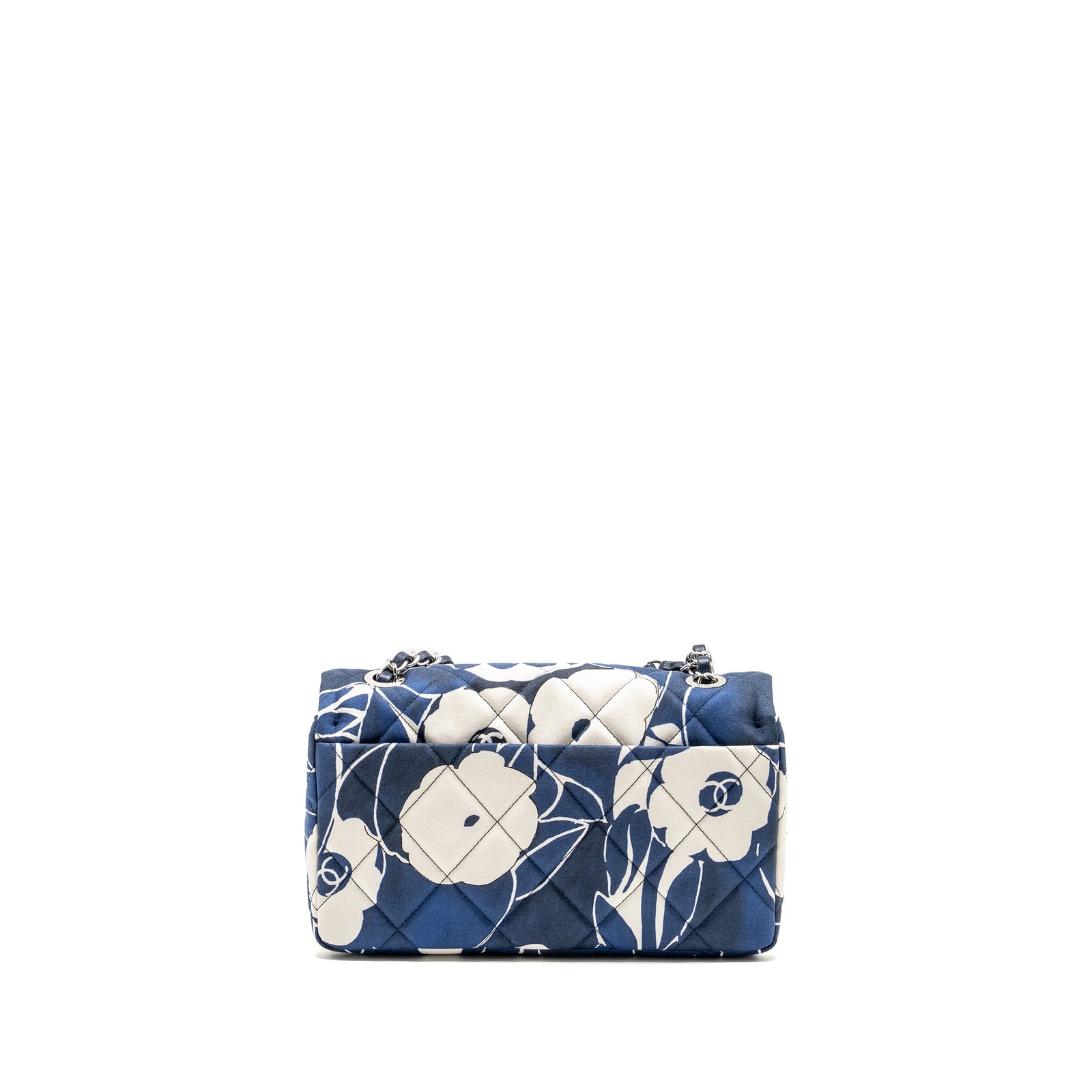 Chanel Medium Limited Edition Flora Printed Classic Flap Bag Silk Blue