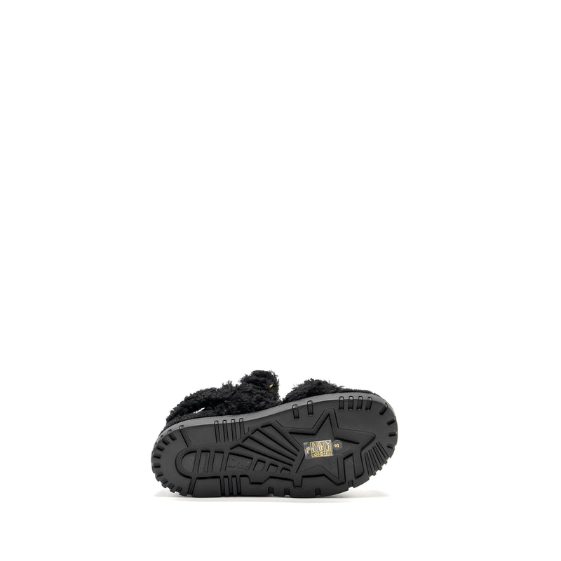 Dior Size 37 Dioract Sandal Shearling/Sheepskin Black GHW