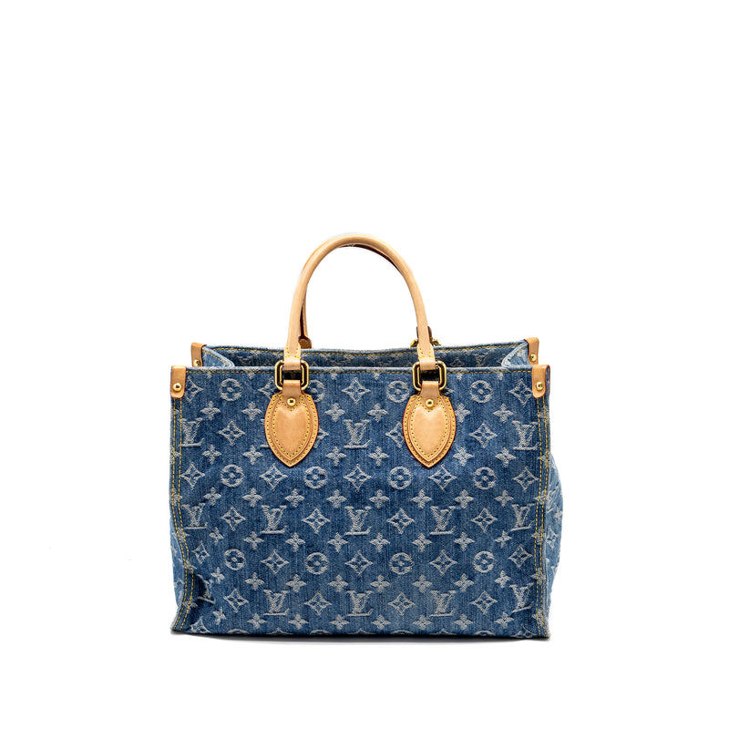 Louis Vuitton Onthego MM Remix Monogram Denim Blue GHW