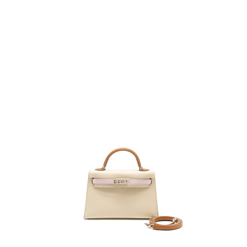 Hermes Mini Kelly II Epsom Craie/Mauve Pale/Gold SHW Stamp B