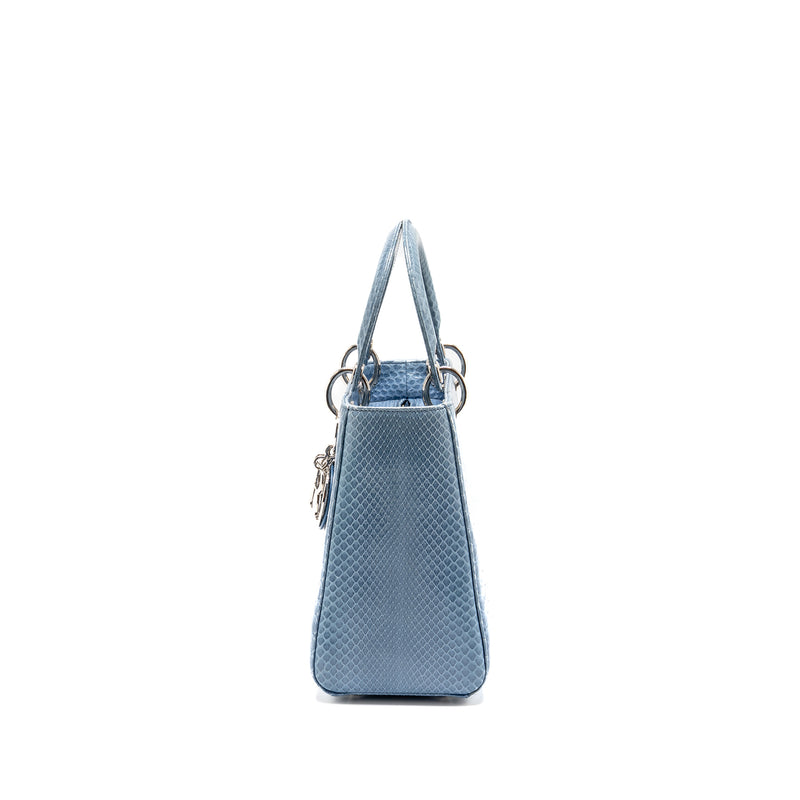 Dior Medium Lady Dior Python Blue SHW