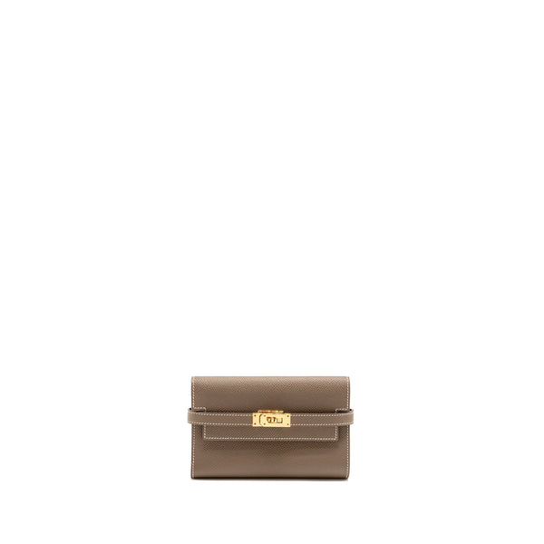 Hermes Kelly Wallet Epsom Etoupe GHW Stamp D