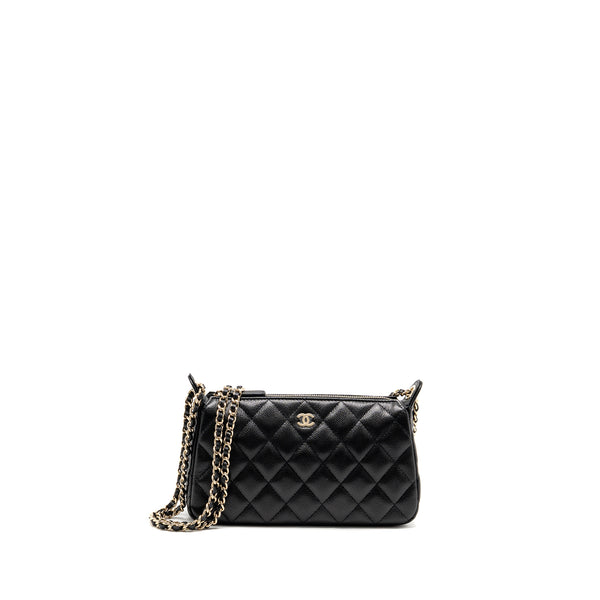 Chanel Clutch Bag with Chain Caviar Black LGHW (Microchip)