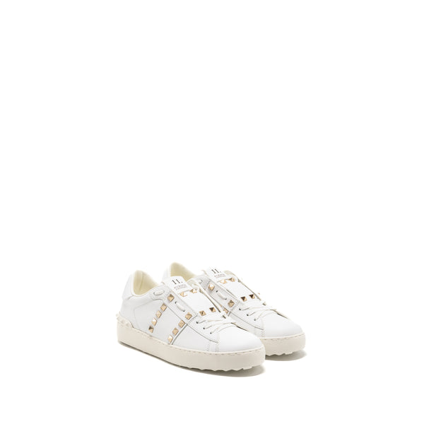 Valentino Size 38.5 Rockstud Untitled Sneakers Calfskin White