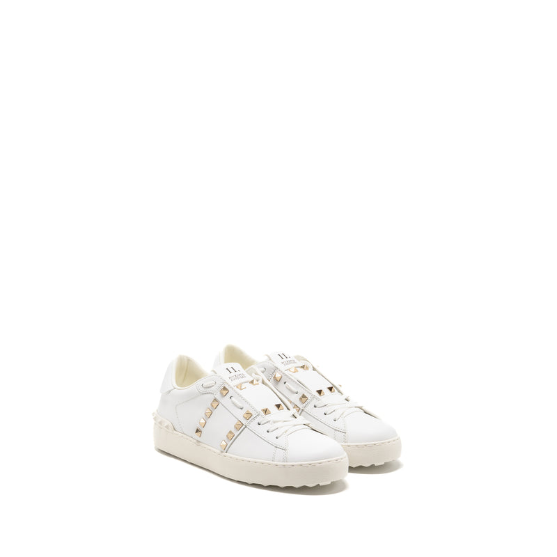 Valentino Size 38.5 Rockstud Untitled Sneakers Calfskin White