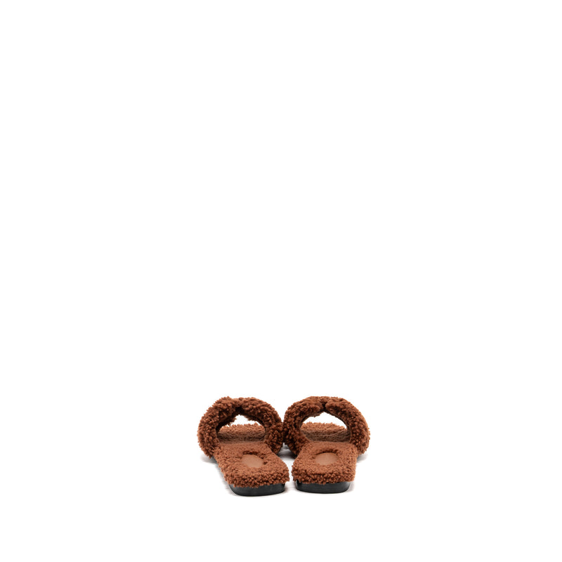Hermes size 37.5 oran sandal shearling dark brown