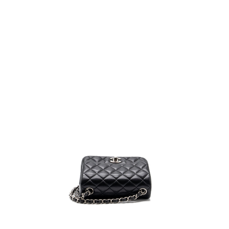 Chanel mini square flap bag lambskin black SHW