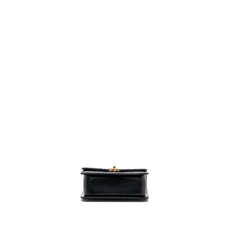 Chanel 24C gold crush mini flap bag calfskin black GHW  (microchip)