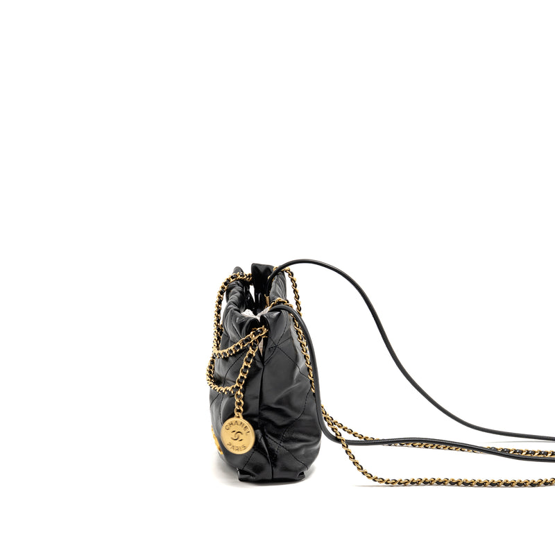 Chanel Mini 22 Bag Shiny Calfskin Black GHW (microchip)