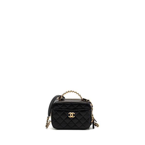 Chanel 22S Letter Top Handle Small Vanity Case Caviar Black Brushed GHW (Microchip)