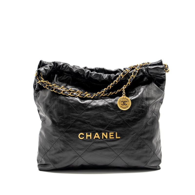 Chanel 23A Medium 22 Bag calfskin black GHW (Microchip)