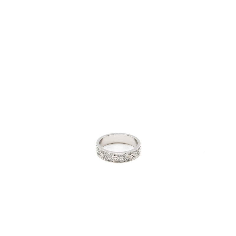 Cartier Size 54 Love Wedding Band White Gold, Diamond-Paved