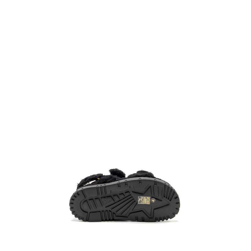 Dior Size 37 Dioract Sandal Shearling/Sheepskin Black GHW