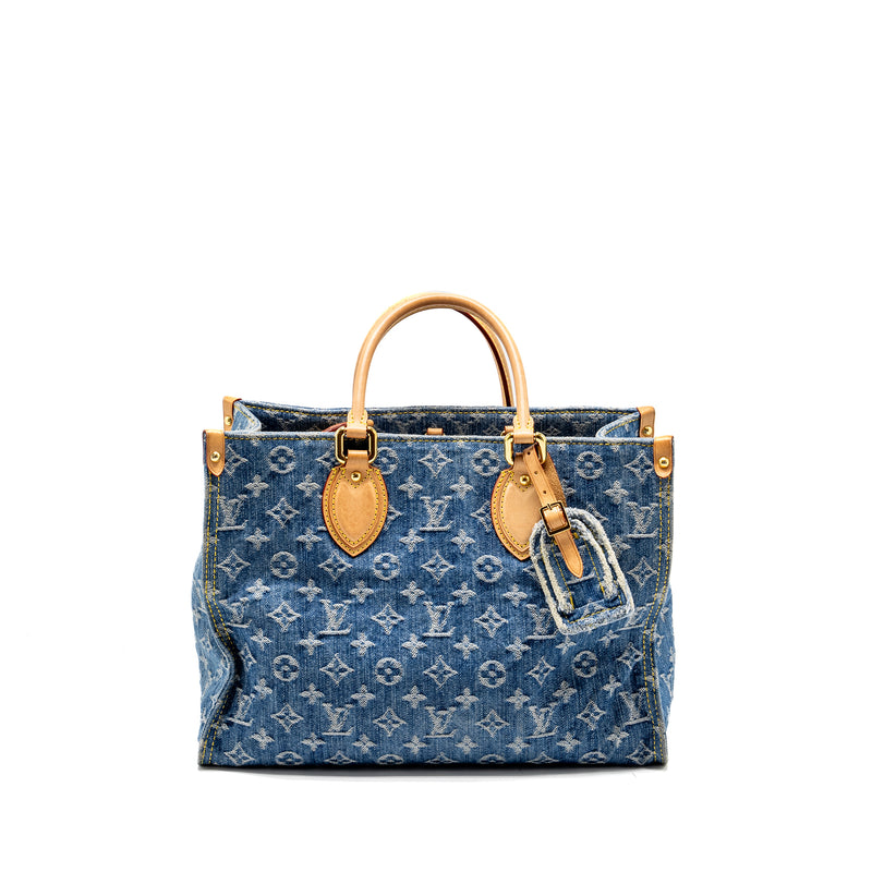 Louis Vuitton Onthego MM Remix Monogram Denim Blue GHW