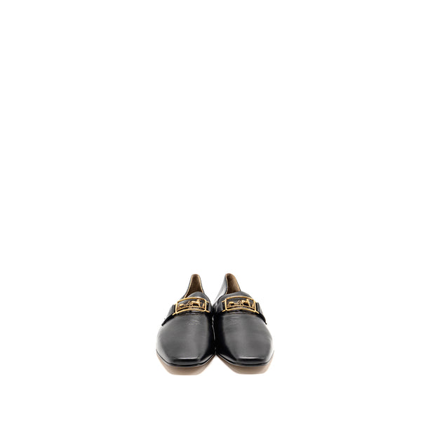 Hermes Size 37 Time Loafer Leather Black GHW