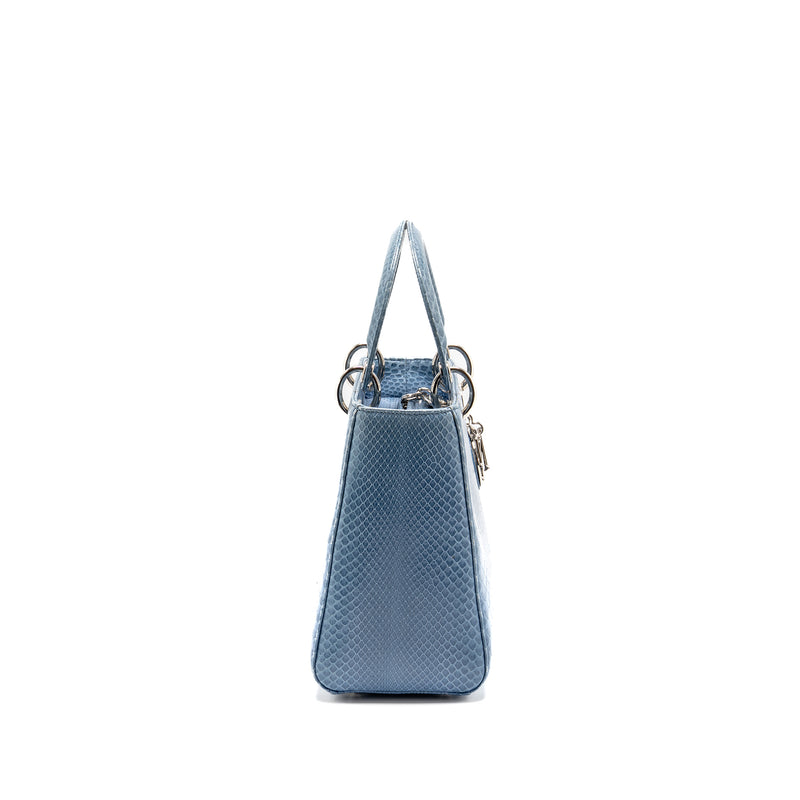 Dior Medium Lady Dior Python Blue SHW