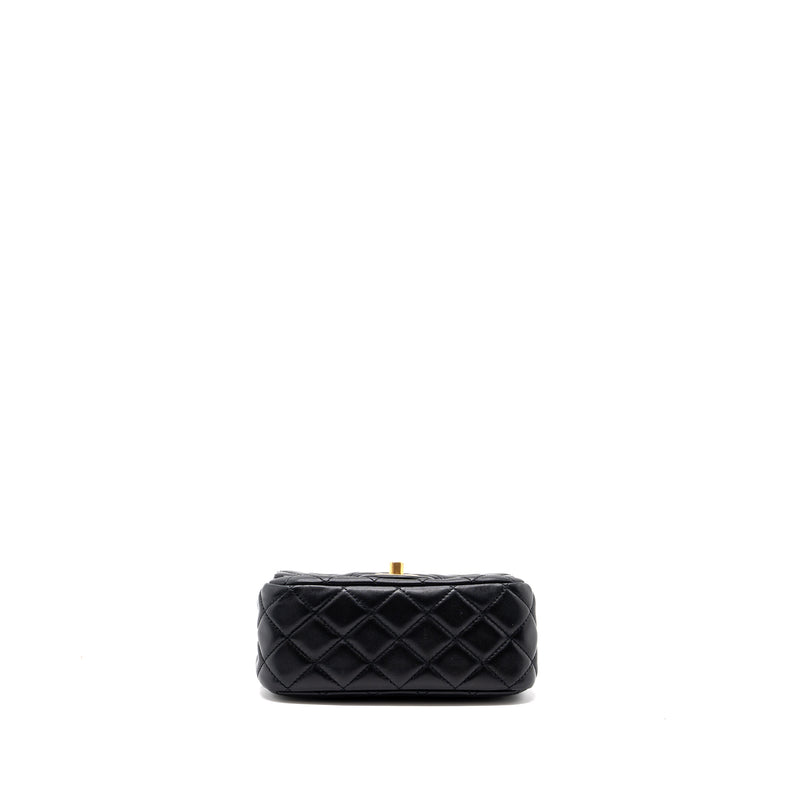 chanel pearl crush mini square flap bag lambskin black GHW (microchip)