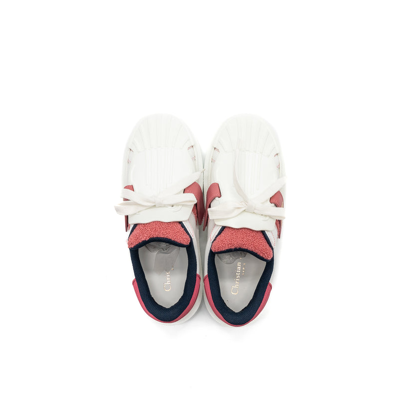 Dior Size 37.5 Dior-ID Sneaker Suede / Fabric White/ Pink