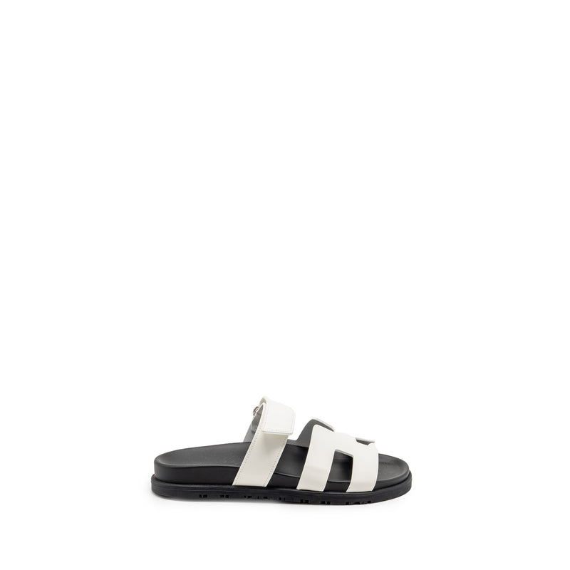 Hermes Size 37 Chypre Sandals Calfskin White SHW