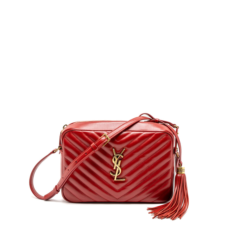 Yves Saint Laurent Lou Camera Bag Red With Gold Toned Hardware For