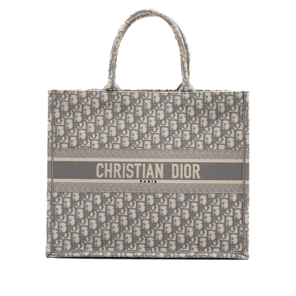 Dior large book tote Dior Oblique Embroidery Ecru/ Grey