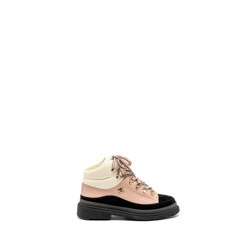 Chanel size 38 ankle bookts multicolor cream / pink / black