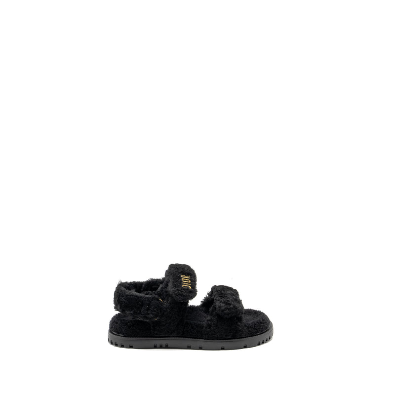 Dior Size 37 Dioract Sandal Shearling/Sheepskin Black GHW