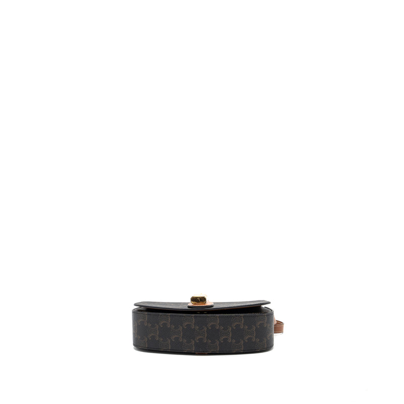 Celine Clutch On Strap Tabou Triomphe Canvas/ Calfskin Tan GHW
