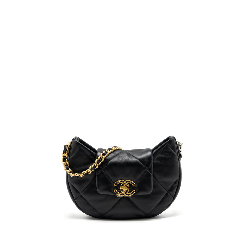 Chanel 24C Hobo shoulder bag lambskin Black Multicolour hardware (microchip)