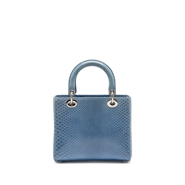 Dior Medium Lady Dior Python Blue SHW
