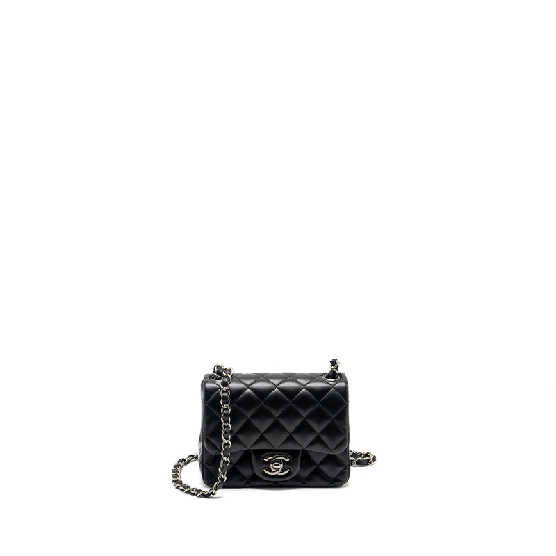 Chanel mini square Flap bag lambskin black SHW