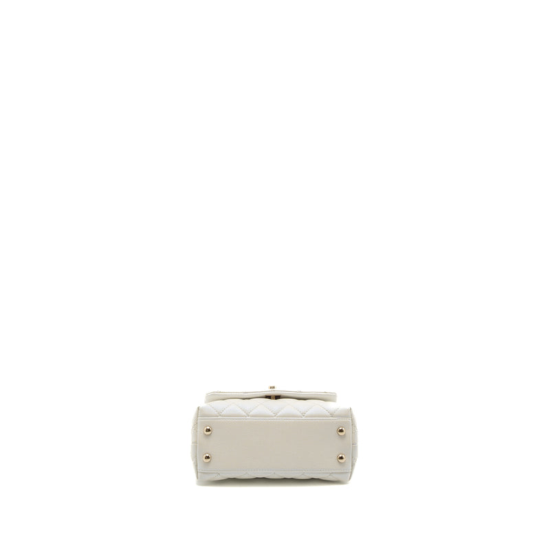 Chanel Mini Coco Handle Caviar Iridescent White LGHW