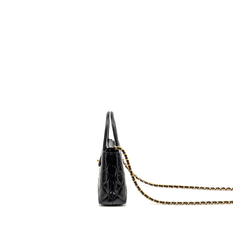 Chanel mini kelly shopping tote bag calfskin black GHW (microchip)