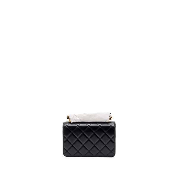 Chanel 24C gold crush mini flap bag calfskin black GHW  (microchip)