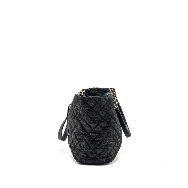 Chanel Large Boy Shopping Tote Bag Calfskin Iridescent Navy SHW