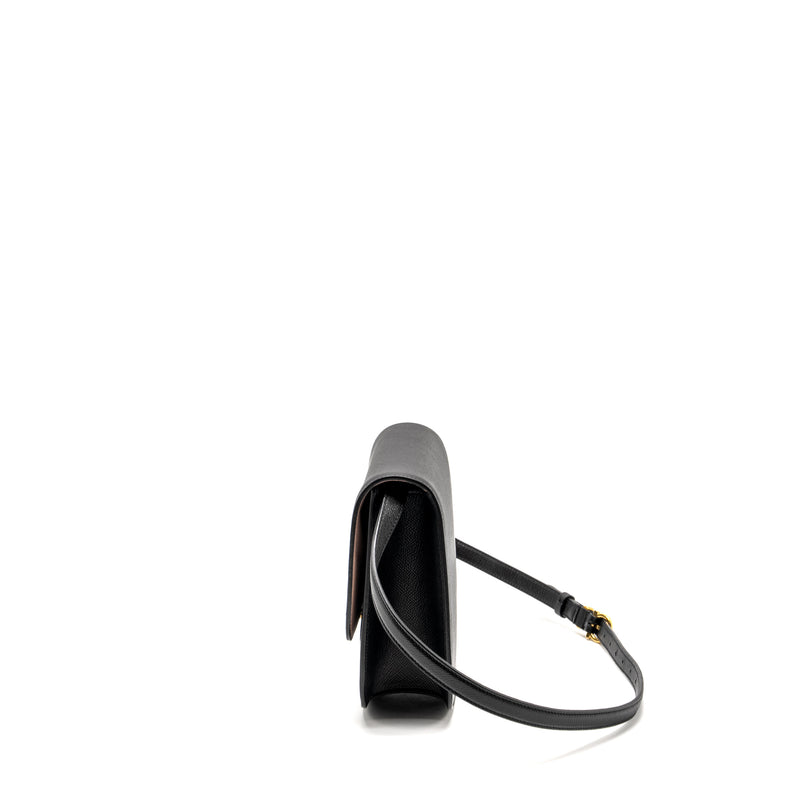 Salvatore Ferragamo Gancini Rounded Flap Bag Calfskin Black GHW